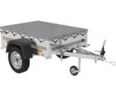 Unitrailer Gartenanhänger 150 KIPP 150x106 cm (mit flacher Plane, Planenstützen, Stützrad)