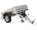 Unitrailer Gartenanhänger 150 KIPP 150x106 cm (mit flacher Plane, Planenstützen, Stützrad)